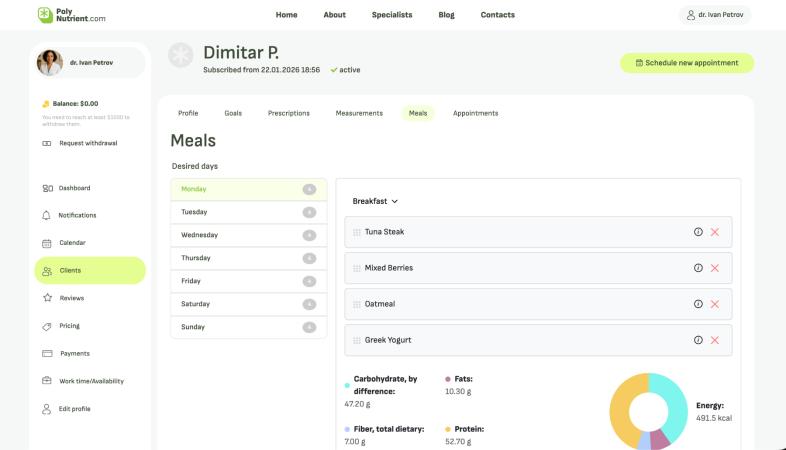 Изработка на платформа за нутриционисти и инструктори Професионално изготвяне на хранителен режим image