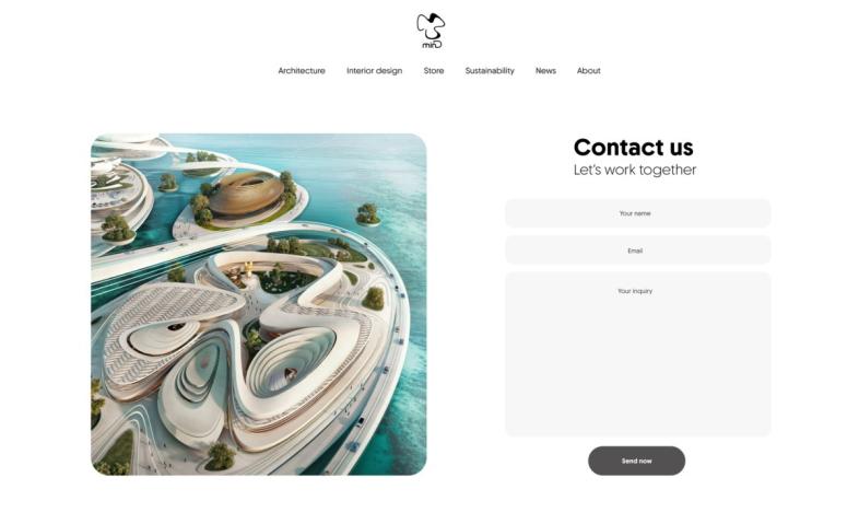 Изработка на сайт портфолио за архитекти Минималистична страница контакти image